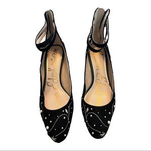 Sam Edelman Lucien embellished suede kitten heels